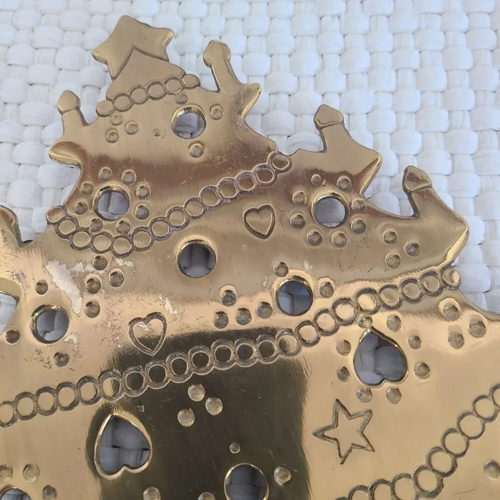 Lillian Vernon Vintage Solid Brass Christmas Tree Trivet Hot Pad Holiday Kitchen